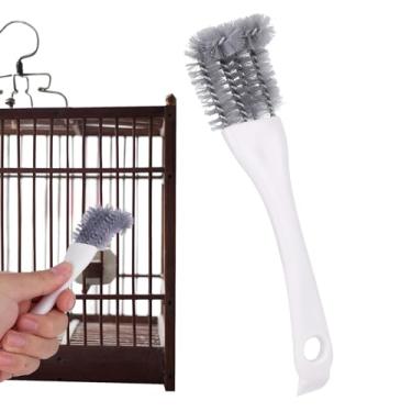 Imagem de Escova de limpeza de gaiola de pássaro com cabo longo, limpador de gaiola de pássaro, ferramenta de remoção de excrementos durável para poleiros de papagaio de estimação