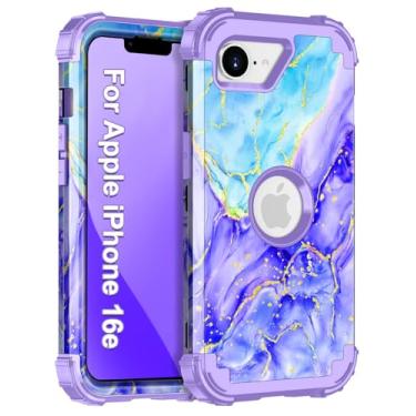 Imagem de Casetego Capa para iPhone 16e, proteção resistente à prova de choque, resistente, de três camadas, policarbonato rígido + TPU macio para meninas para Apple iPhone 16e de 6,1 polegadas, violeta cobalto