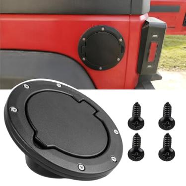 Imagem de MuHize Porta do tanque de enchimento de combustível, tampa de cobertura de gás para Jeep Wrangler TJ 1997-2006, fácil de instalar, resistente à ferrugem, substituição de tampa de porta de combustível