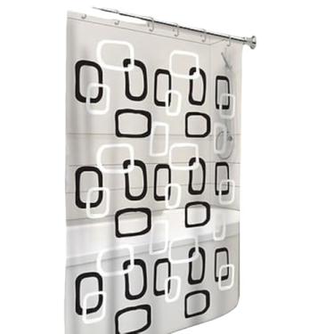 Imagem de Cortina de Box Banheiro PVC com Ilhós Antimofo Resistente Impermeável Várias Estampas cortina banheiro para Uso Diário Residencial ou Comercial com Boa Vedação e Privacidade(Ibiza C/Ganchos)