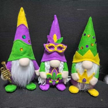 Imagem de Aymolas 3 peças de mesa de decoração de gnomos de carnaval para sala de jantar, festa em casa