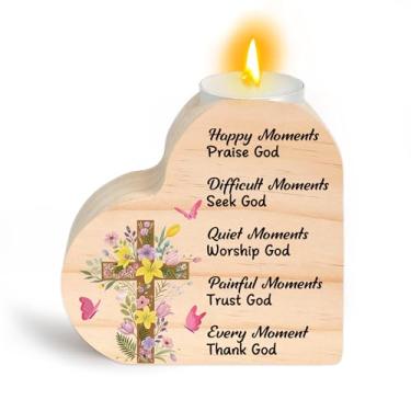 Imagem de Presentes cristãos para mulheres - presentes religiosos de batismo para mulheres, castiçais em forma de coração, Natal, aniversário, dia dos namorados, dia das mães, presente de páscoa para mulheres