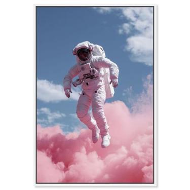 Imagem de Nebula Float I Canvas Print Astronaut Wall Art por Art Remedy, moldura branca, 40 x 61 cm