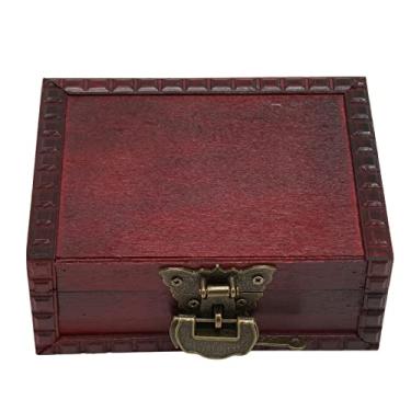 Imagem de Zerodis Baú de Tesouro de Madeira, Fechadura e Chaves Caixa de Madeira Caixas de Joias Artesanais Vintage Com Trava de Metal para Joias, Brinquedos, Cartas de tarô e Decoração de Casa