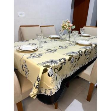Imagem de Toalha de Mesa Oxford para 4 6 e 8 Cadeiras – Decoração Cozinha Festa e Jantar (Luxo,4 lugares 1,45 x 1,45 metros)