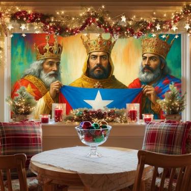 Imagem de HOMETITUTE Three Kings Royal Theme Static Cling Window Cover Privacy Glass Sheet 39,3 x 17,7 polegadas Painel decorativo de vidro aderente reutilizável para exibição cultural da igreja em casa