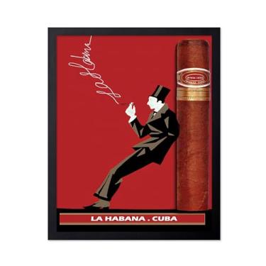 Imagem de Poster Master Pôster vintage de charuto cubano - Impressão retrô de charuto - Arte do homem fumante - Arte cubana - Presente divertido para ele, homens, pai - Ótima decoração para bar, caverna