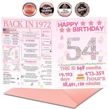 Imagem de Joycard Cartão de aniversário de 54 anos com envelope, decorações de aniversário de 54 anos para mulheres, presentes de aniversário de 54 anos para mãe, cartões de feliz aniversário para esposa de 54