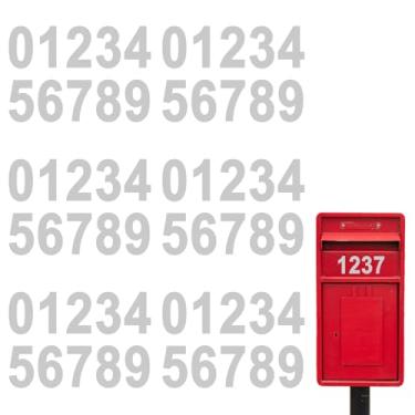 Imagem de 6 folhas/60 peças de números de caixa de correio refletivos, adesivos autoadesivos de 7,6 cm para vinil externo à prova d'água 0-9 números adesivos para sinais, portas, caixotes de lixo e endereço de