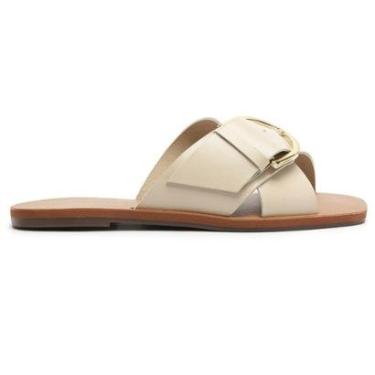 Imagem de Rasteira Tiras Cruzadas Fivela Couro Elise AnaCapri-Feminino