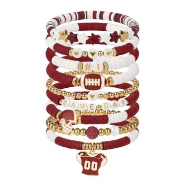 Imagem de Coshatch Dia de Jogo #1 Pulseira de Futebol com Pingente de Miçangas Elásticas Jérsei Pingente Jérsei Joias Esportivas para Mães Pais Treinadores Fãs Acessórios de Moda Verde, One Size, Argila de