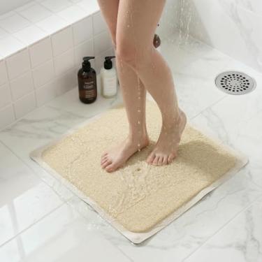 Imagem de Tapete de chuveiro antiderrapante atualizado, tapete de banheira antiderrapante com ventosas, tapetes de limpeza, fácil de limpar, secagem rápida, tapete de banho de bucha para banheira, chuveiro