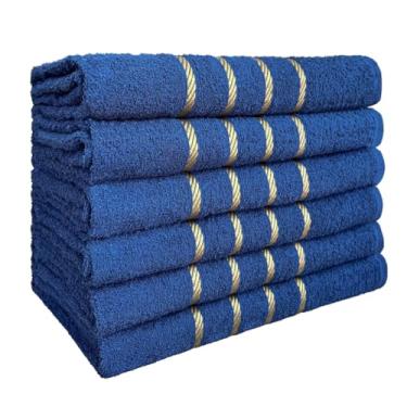 Imagem de Toalha de Banho Kit 5 Peças Algodão Absorvente (Azul Escuro)