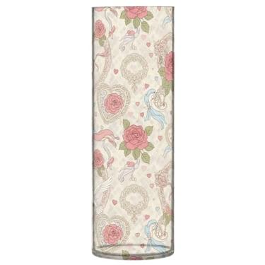 Imagem de CEBUGI Vaso de flores retrô 10 cm x 30 cm Vaso cilíndrico para flores, vaso transparente inquebrável para decoração de casa de festa de casamento
