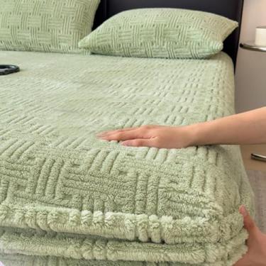 Imagem de Lençóis de cama elásticos, lençol com elástico, protetor de colchão tamanho Queen, protetor de colchão lavável, durável e resistente ao desbotamento, fácil manutenção, para estação verde||150 x 200 cm