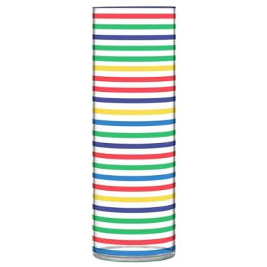 Imagem de CEBUGI Vaso de flores com listras arco-íris, 10 x 30 cm, vaso cilíndrico para flores, vaso transparente inquebrável para festa de casamento, decoração de casa