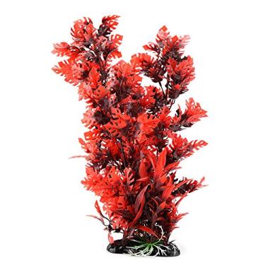 Imagem de Ymiko Ornamento de Planta Artificial, Decoração de Aquário de Plástico, Grama de água para Peixes Com Base Larga, Segura, Não Verde ou Vermelha (AI-149R vermelho)