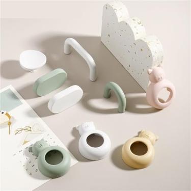 Imagem de HTNAFONI Puxadores de móveis de sala de liga de zinco cor rural alça de armário de desenho animado gaveta guarda-roupa jardim maçaneta armário 1 peça (CJ6232-verde-16 mm)