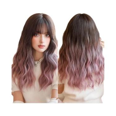 Imagem de Peruca Sintética Longa Ondulada Branca E Rosa Para Mulheres, Loiro Cla