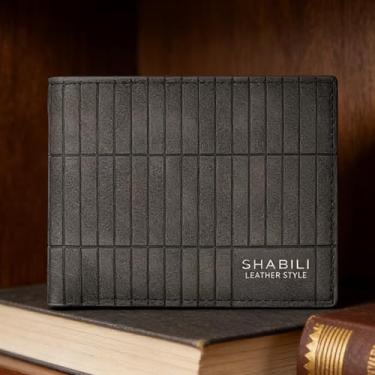 Imagem de Carteira masculina confortável de microfibra com padrão aberto em relevo compacta, estilo aberto compacto profissional com padrão em relevo e tecido de microfibra confortável