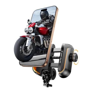 Imagem de Kaisepoch Suporte de telefone para motocicleta – [Câmera com trava segura e sem bloqueio] Suporte de guidão de instalação rápida para scooter de bicicleta, braçadeira universal de telefone para iPhone