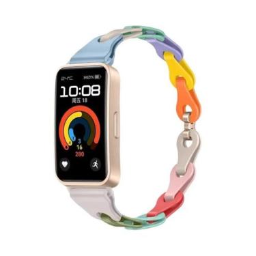 Imagem de Pulseira De Silicone Colorida Para Huawei Band 10 9 8, Correia De Borr