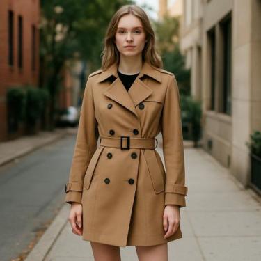 Imagem de Sobretudo Feminino Manga Longa Paka Peaky Blinders, Bege, P