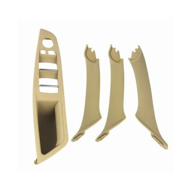 Imagem de Maçaneta da porta interna do carro Puxe a tampa do painel do apoio de braço Substituição da unidade esquerda LHD Compatível com BMW Série 5 F10 F18 520i 525i 528i 2010 2011-2016(Beige 4Pcs)