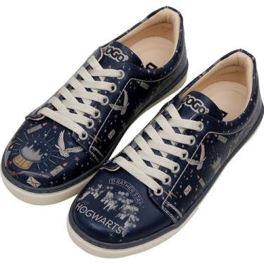 Imagem de DOGO Tênis feminino de couro vegano, feito à mão e design exclusivo, Stay-at-hogwarts, 37