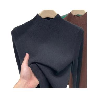 Imagem de Suéter Feminino De Gola Alta Slim Fit AOSSVIAO Moda Outono Inverno Pul