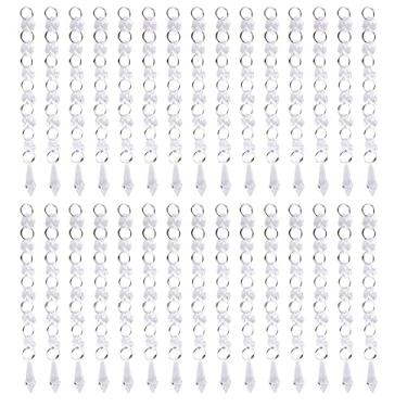 Imagem de Cortina de contas de cristal com pedras preciosas, cortina acrílica transparente pequena, faça você mesmo, pingente artesanal para decoração de casa de casamento, 30 peças de 16cm