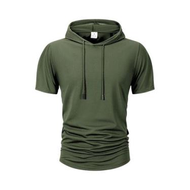 Imagem de Camiseta Masculina De Verão Leve Com Capuz, Casual, Solta, Manga Curta