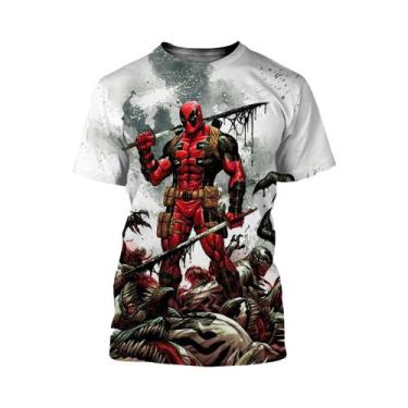 Imagem de Camiseta Masculina Oversized Marvel Deadpool Estampada Em 3D Moda Casu
