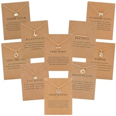 Imagem de NEWITIN Conjunto de 10 colar com pingente de borboleta colorida para mulheres, bijuterias, banhado a ouro, colares ajustáveis, boêmio, delicado, acrílico, corrente de borboleta, conjunto para mulheres
