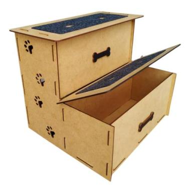 Imagem de ESCADA PET MDF 3mm 2 DEGRAUS - 30CM ALTURA PERSONALIZADA COM NOME DO P