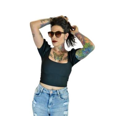 Imagem de Cropped Frente Quadrada Manga Curta Bufante Suplex Feminina - Perfect 
