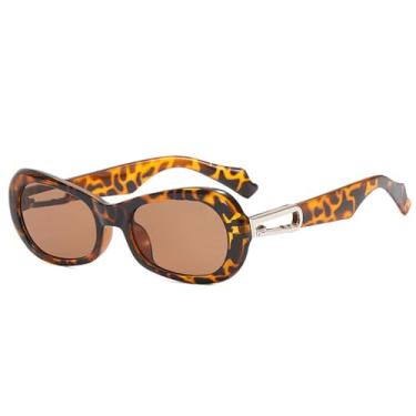 Imagem de Óculos de Sol Femininos Ovais em Cores Doces, Estilo Punk, Proteção UV400, para Esportes ao Ar Livre, Corrida e Ciclismo, Estampa de Leopardo