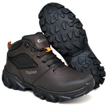 Imagem de Qpice Bota Coturno Masculino Adventure, Marrom e Preto, Trilha Resistente, Conforto