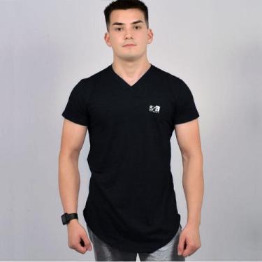 Imagem de Camiseta BYG Long Line Preta Gola V, GG