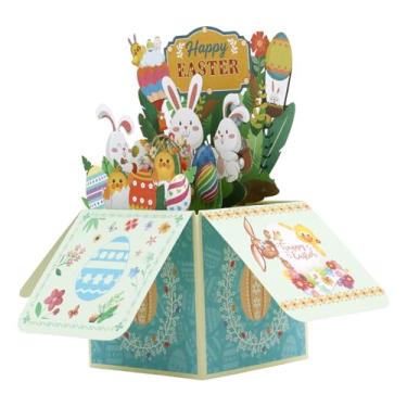 Imagem de Cartão Pop-Up de Páscoa, Adorável Cartão de Cumprimentos Pop-Up 3D Coelho e Ovo com Envelope e Papel para Mensagem Ideal para Meninas Meninos Crianças Adolescentes Adultos Presente