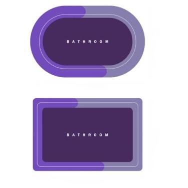 Imagem de Tapete Moderno Elegante 2.00m x 2.50m - Antiderrapante para Quarto, Sala e Escritório, Design Sofisticado para Decoração Interior (Kit 2 Roxo Oval+Quadrado)