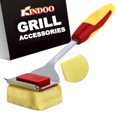 Imagem de Acessórios seguros para churrasco, ferramentas de grelha, cabeça de limpeza substituível para grades de ferro fundido de aço inoxidável, amarelo