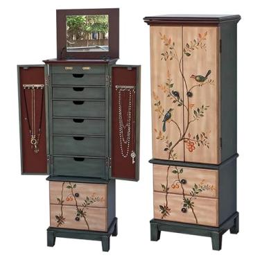 Imagem de Armário de joias elegante com espelho flip - Organizador de 7 gavetas para colares, pulseiras, brincos e acessórios - Solução de armazenamento chique para joias femininas