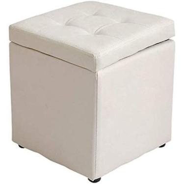 Imagem de Banqueta multifuncional de madeira para pés - assento de poliuretano sólido, banco de armazenamento quadrado para corredor, troca de sapatos, sala de estar, opções de cores marrom e roxo