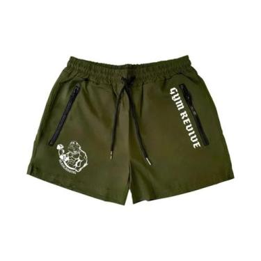 Imagem de Bermudas Masculinas De Secagem Rápida Com Estampa, Bolsos Laterais Com