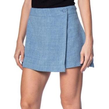 Imagem de Short Saia Feminino The Style Box Transpassado Azul-Feminino