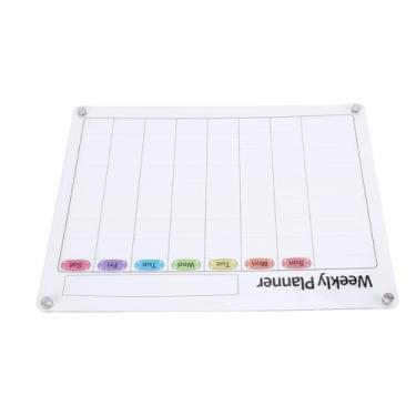 Imagem de aqxreight Planejador Semanal Magnético Acrílico Transparente Colorido Placa de Planejamento Memorando para Cozinha Doméstica