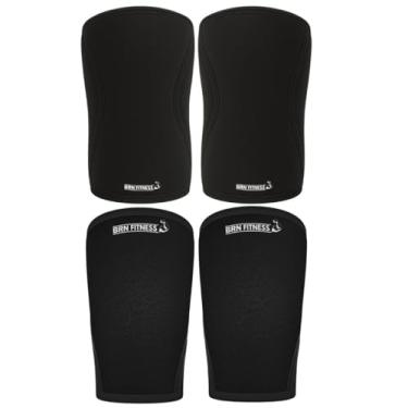 Imagem de Kit Cotoveleira + Joelheira 7mm BRN FITNESS Treino Intenso Pesado LPO Powerlifting Cross Training Academia Suporte (M)