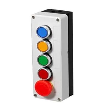 Imagem de Caixa de controle de botão botão autopartida à prova d'água caixa elétrica industrial interruptor de parada de emergência i (5 furos)