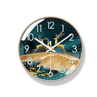 Imagem de Relógio de parede doméstico silencioso relógio de parede sala de estar quarto relógio de parede simples relógio de parede de alce relógio de quartzo relógio de parede para quarto (B)